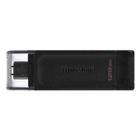Kingston DT70/128GB DataTraveler 128GB USB Flash Drive, USB 3.2,  USB-C, Gen1, 80MB/s, Cap Design, Black, Retail. Kingston DT70/128GB DataTraveler 128GB USB Flash Drive, USB 3.2,  USB-C, Gen1, 80MB/s, Cap Design, Black, Retail.